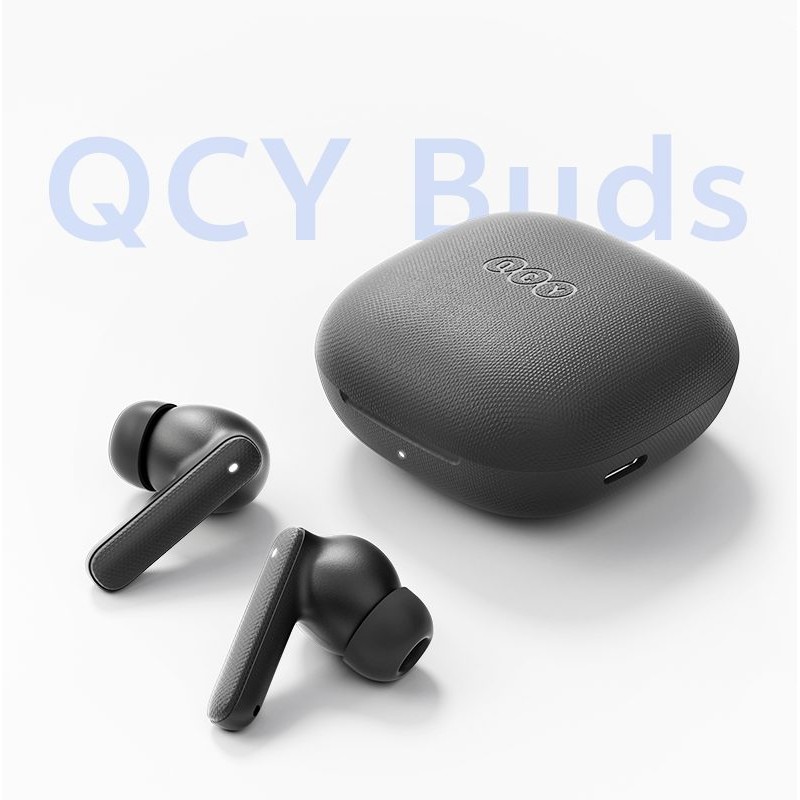 QCY Buds Blue - QT43 - TWS Earbuds, 10mm Dynamic Drivers, Wind Noise Reduction, IPX4, 35h Total Playtime