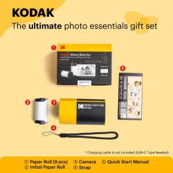 Kodak Memo Shot ERA - ERA - 2-in-1 Instant Camera and Photo Label Printer, Yellow (Includes 1 Roll)