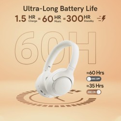 QCY H3 High-Res Headset - H3 - White, 60h BT, 4-Mode ANC — Buy in Cyprus with Fast Delivery