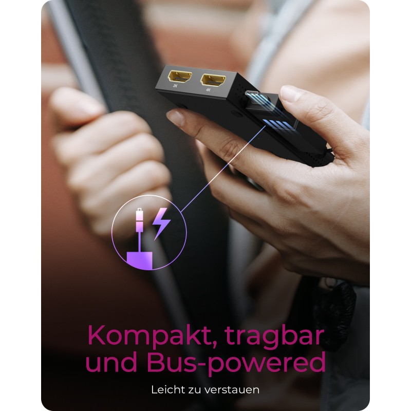 ICY BOX Splitter 2xHDMI to USB (BU-ST) + USB to USB-C (BU-ST) Adapter - BU-ST - (Black, 4K@30Hz)