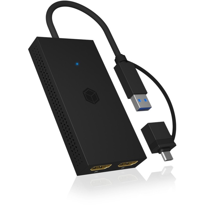 ICY BOX Splitter 2xHDMI to USB (BU-ST) + USB to USB-C (BU-ST) Adapter - BU-ST - (Black, 4K@30Hz)
