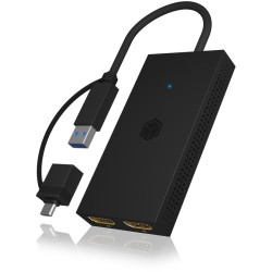 ICY BOX Splitter 2xHDMI to USB (BU-ST) + USB to USB-C (BU-ST) Adapter - BU-ST - (Black, 4K@30Hz)