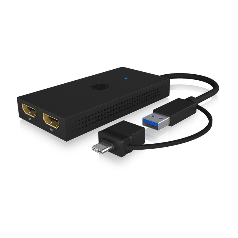 ICY BOX Splitter 2xHDMI to USB (BU-ST) + USB to USB-C (BU-ST) Adapter - BU-ST - (Black, 4K@30Hz)