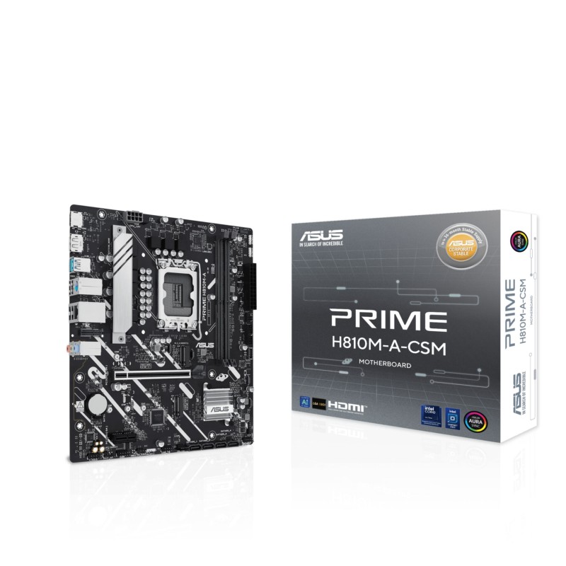ASUS PRIME H810M-A CSM - H810M-A (LGA1851) Micro-ATX Motherboard, Intel H810, Up to 128GB, AI-Ready