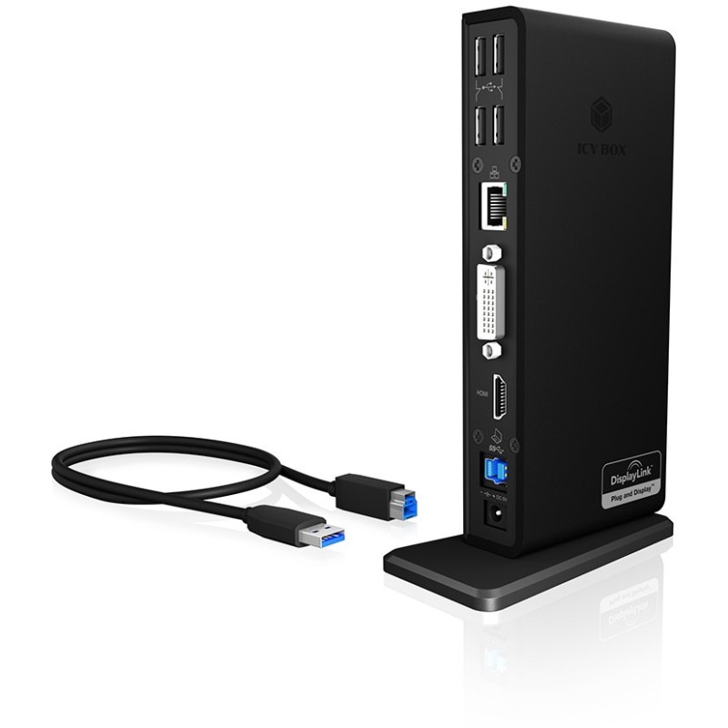 ICY BOX IB-DK2241AC USB 3.0 11-in-1 Docking Station - IB-DK2241AC - Black — Buy in Cyprus with Fast Delivery