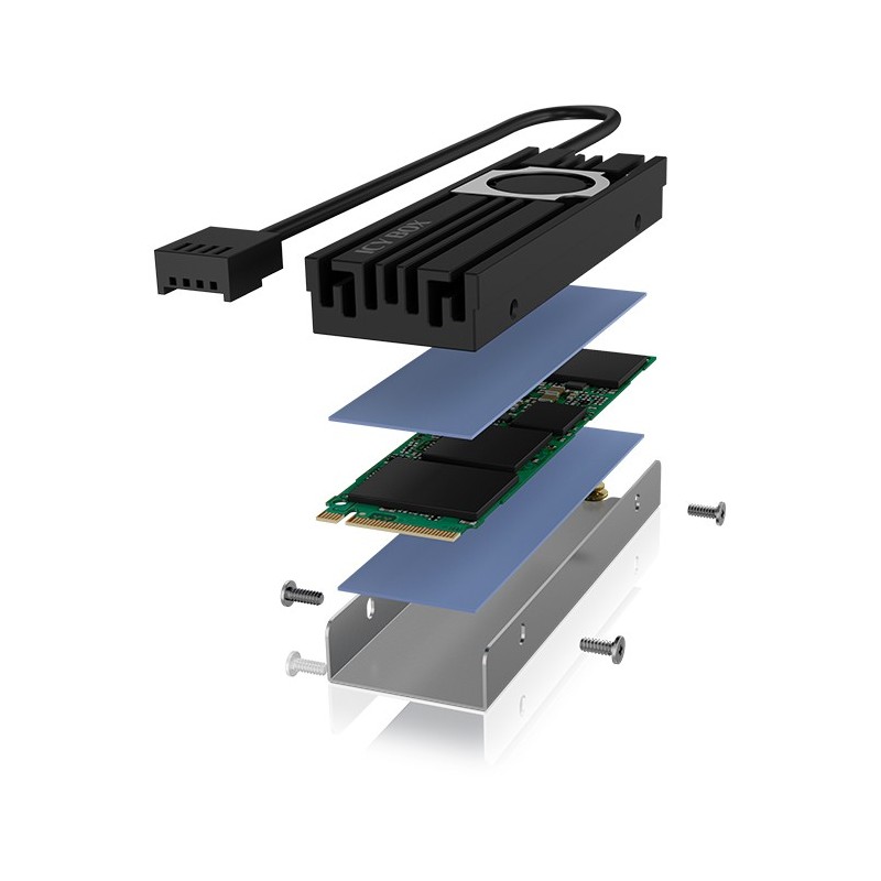 BOX Heat Sink for M.2 SSD IB-M2HSF-703 - Black, Grey - 2 cm fan diameter, 10000 RPM — Buy in Cyprus with Fast Delivery