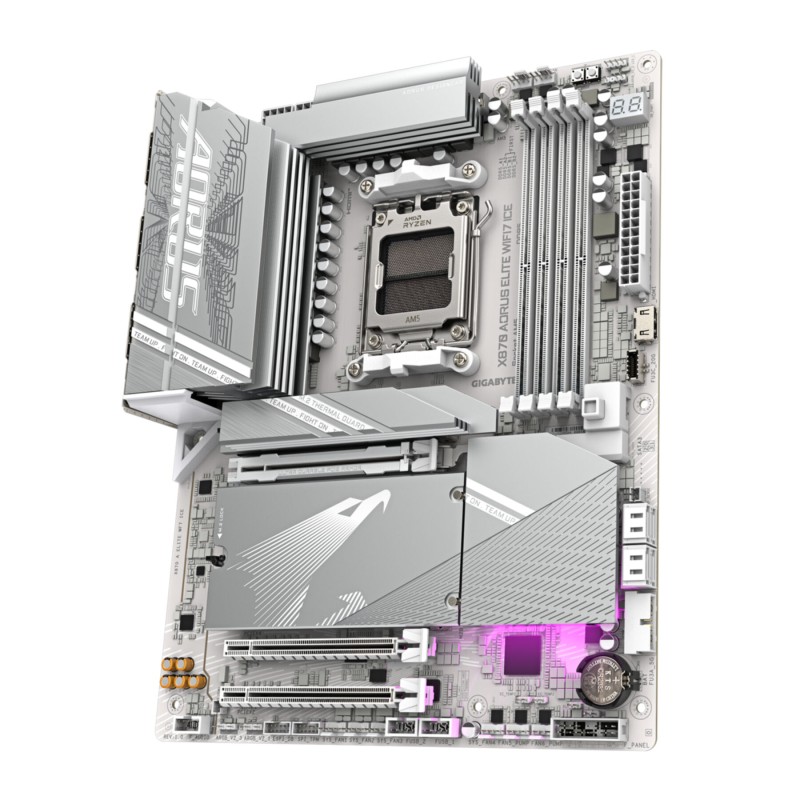 Gigabyte GA-X870 A ELITE WF7 ICE - AM5 ATX Motherboard, X870, DDR5, 4x M.2, Wi-Fi 7, 2.5Gb LAN, White