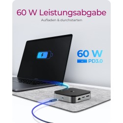 ICY BOX IB-DK408-C41 USB4/Thunderbolt 4 7-in-1 PD 60W Docking Station - IB-DK408-C41 - Anthracite