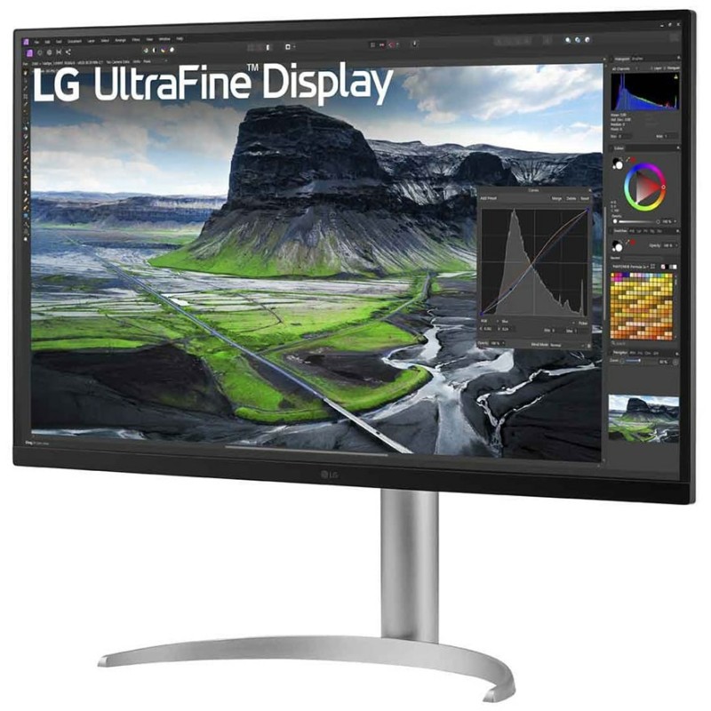 LG UltraFine Monitor - 32UQ850V-W - 80cm 32' (3840x2160) 16:9 4K IPS 5ms 60Hz HDR400 HDMI DP USB-C Speaker Pivot Silver