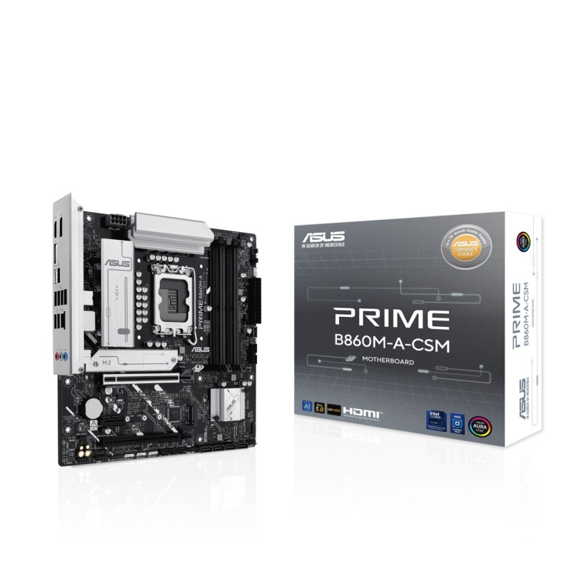 ASUS PRIME B860M-A-CSM - LGA1851 Micro-ATX, DDR5, Up to 256GB, PCIe 4.0, 2.5Gb LAN, 7.1 Audio