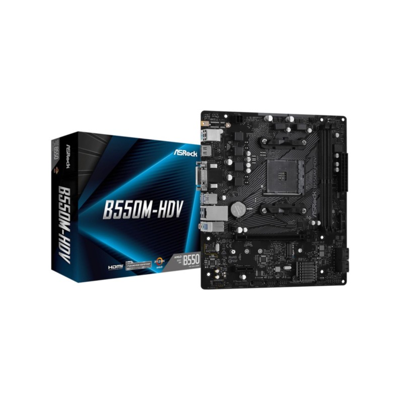 ASRock B550M-HDV - AM4 Micro-ATX Motherboard - B550, PCIe Gen4 M.2, 64GB max, HDMI 4K@60Hz — Buy in Cyprus with Fast Delivery