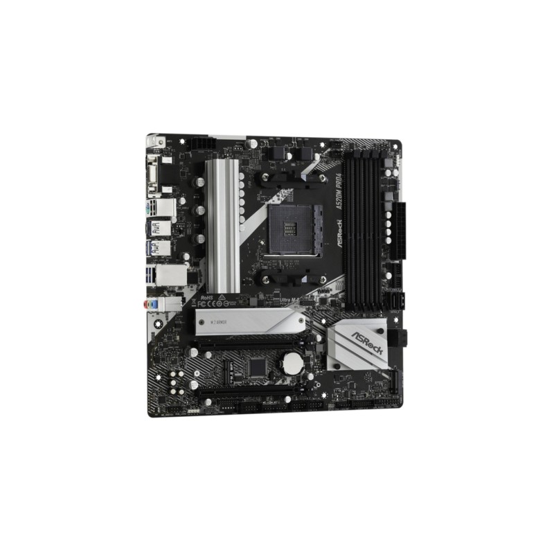 ASRock A520M Pro4 - AM4 Micro-ATX Motherboard - A520 Chipset, DDR4 up to 64GB, M.2, HDMI, Gigabit LAN