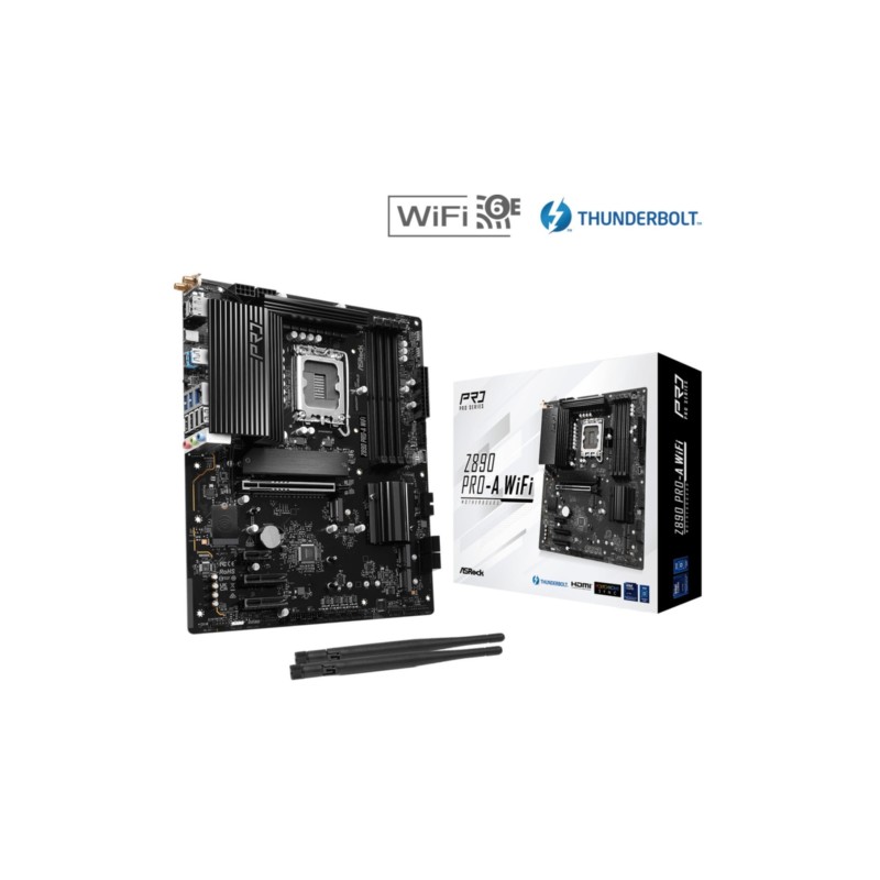 ASRock Z890 Pro-A WiFi - LGA1851 ATX Motherboard - DDR5, Wi‑Fi 6E, 2.5Gb LAN, PCIe 5.0, 4x SATA, 4 DIMM (256GB)