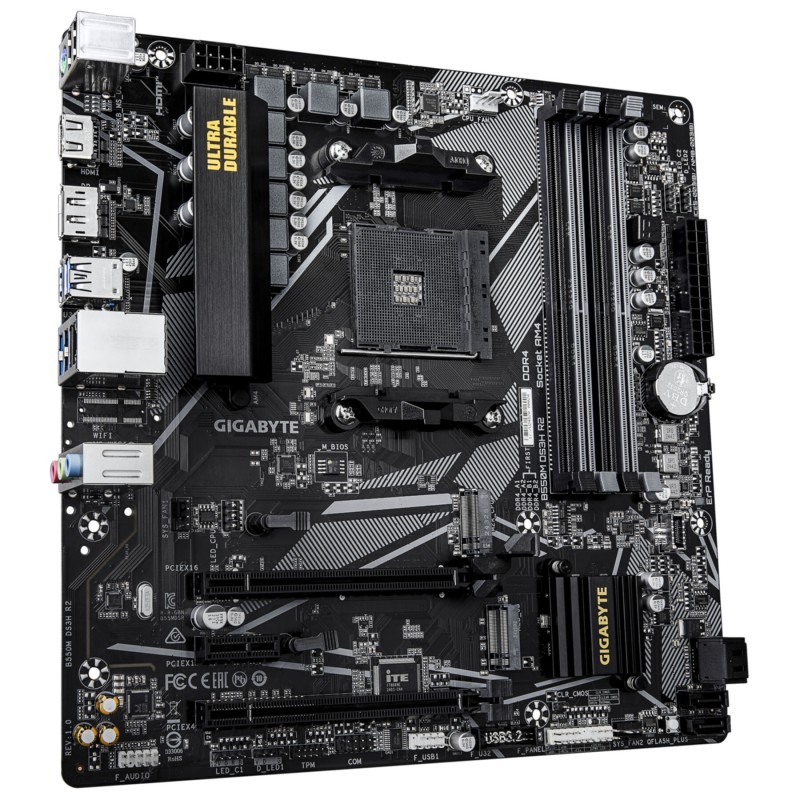 GIGABYTE GA-B550M-DS3H R2.0 - B550 Micro-ATX AM4 Motherboard, DDR4, 4 DIMM, 128GB Max — Buy in Cyprus with Fast Delivery