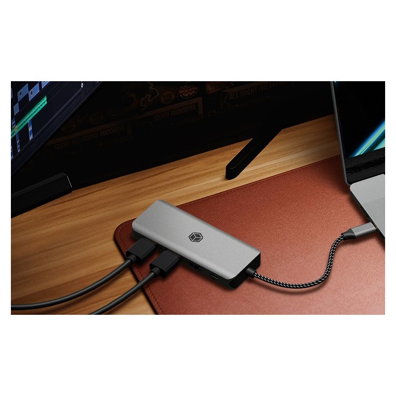 ICY BOX IB-DK4012-CPD USB-C 9-in-1 PD 100W Docking Station - IB-DK4012-CPD - Anthracite/Black