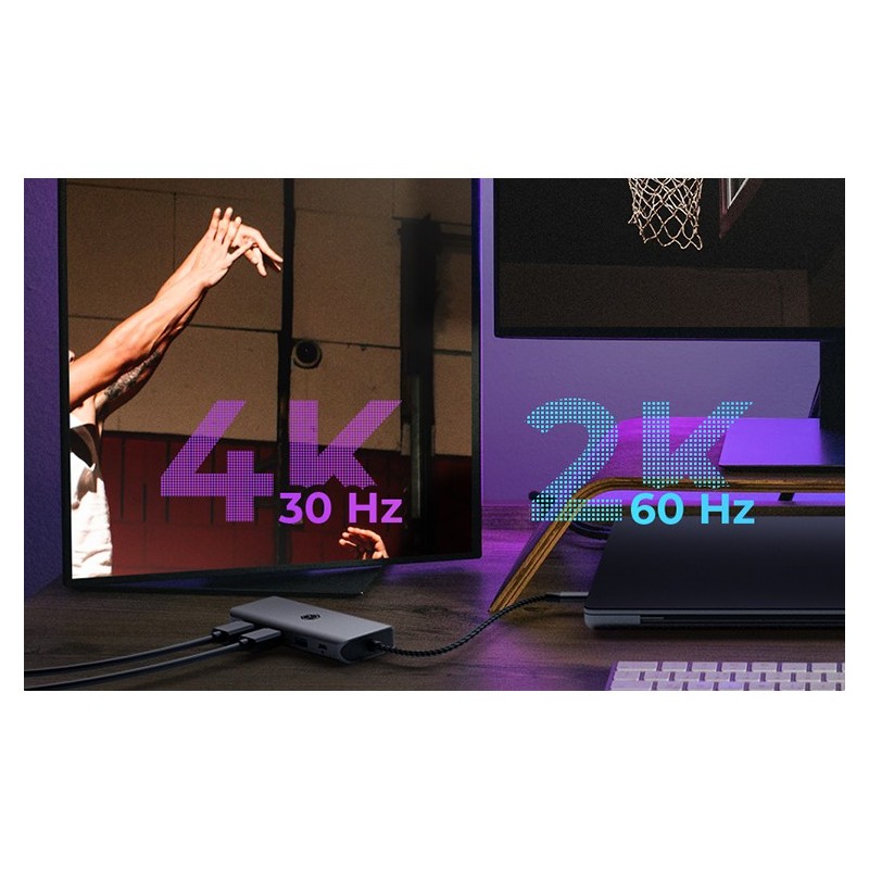 ICY BOX IB-DK4012-CPD USB-C 9-in-1 PD 100W Docking Station - IB-DK4012-CPD - Anthracite/Black