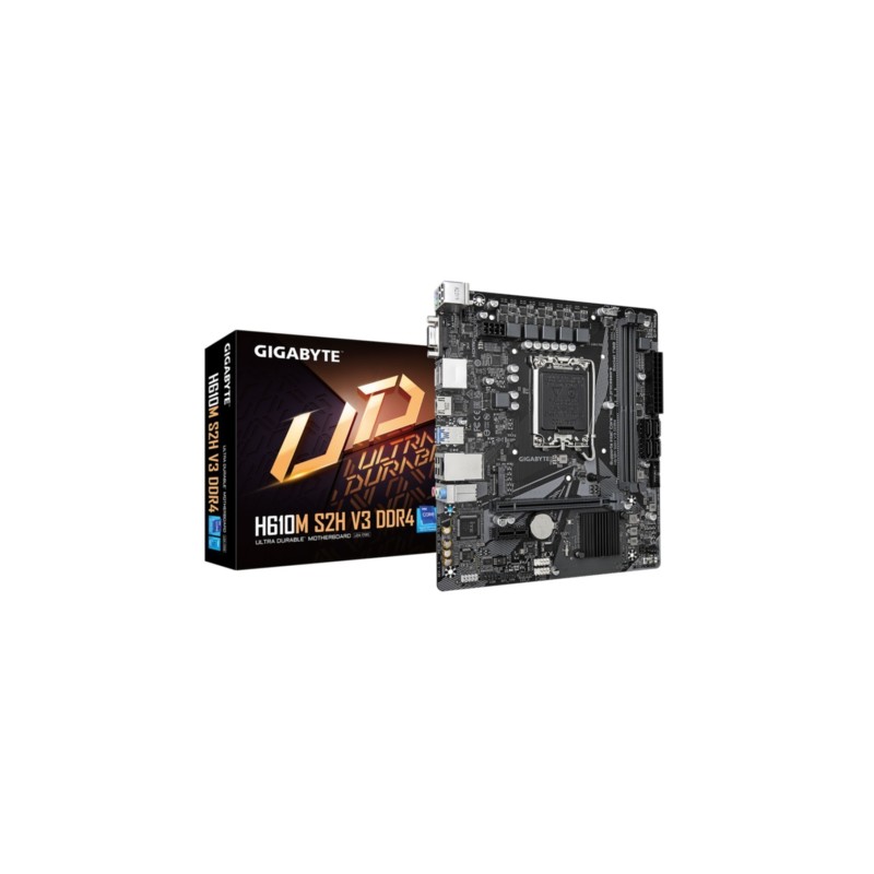 Gigabyte GA-H610M S2H DDR4 V3 - LGA1700 Micro-ATX Motherboard, DDR4, 64GB Max, HDMI 2.1, Black
