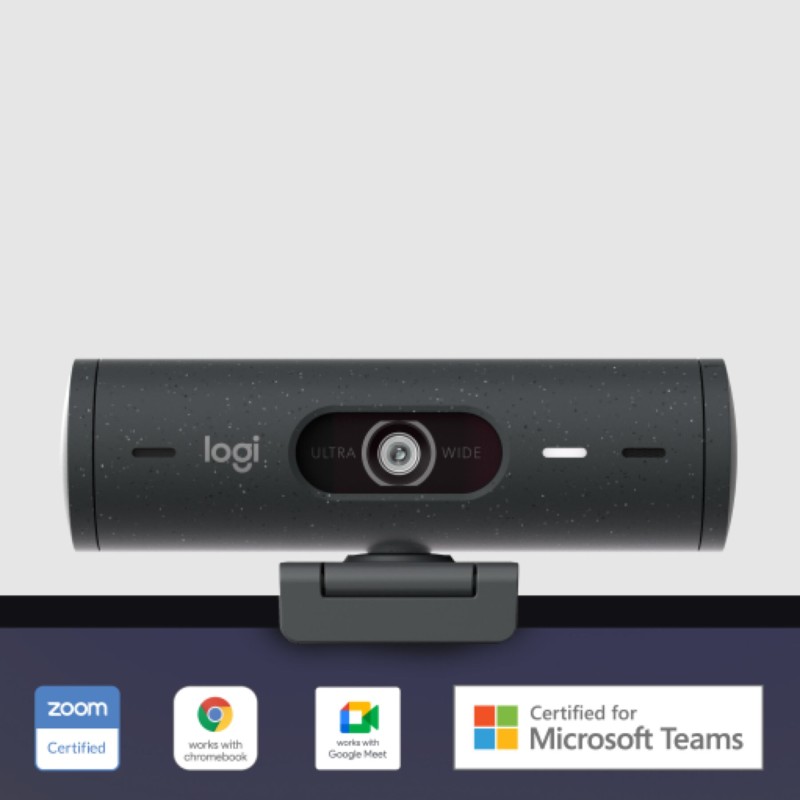 Logitech Brio 500 - 960-001422 - Full HD 1080p USB-C Webcam, Graphite, Autofocus, Privacy Shutter, Dual Mics