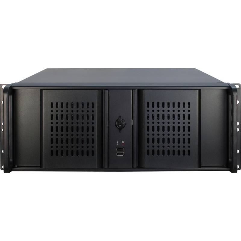 4HE Inter-Tech 4U-IPC 4098-S - 4098-S - Black rack server case, 4U, Steel, supports ATX, micro-ATX, Mini-ITX
