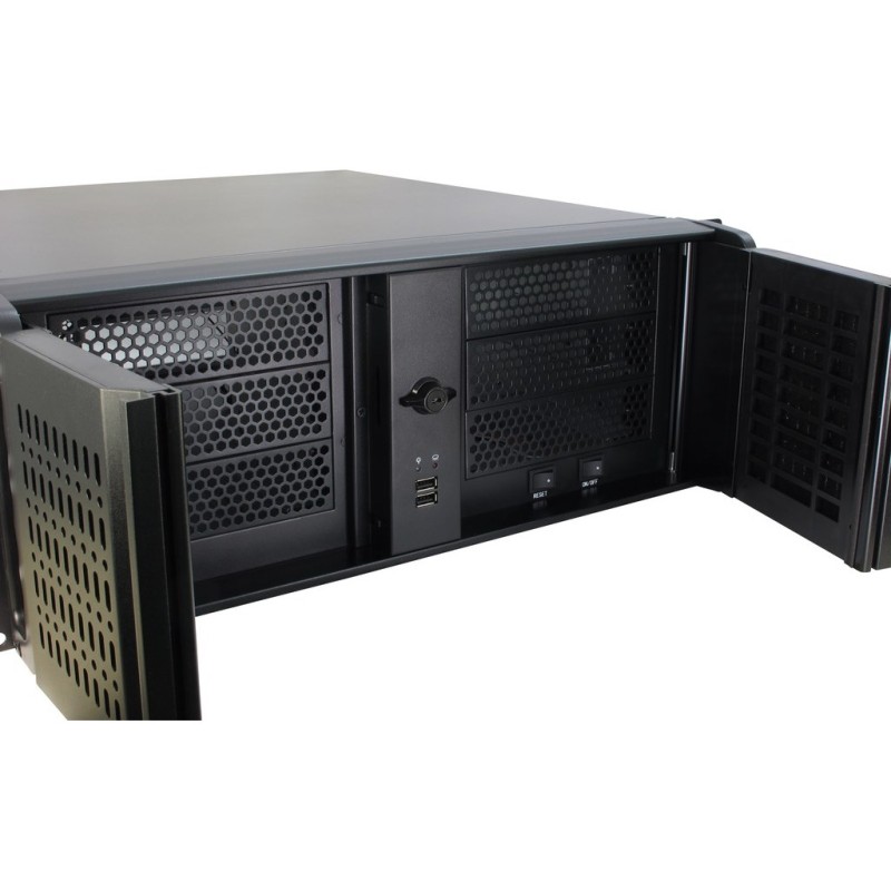 4HE Inter-Tech 4U-IPC 4098-S - 4098-S - Black rack server case, 4U, Steel, supports ATX, micro-ATX, Mini-ITX