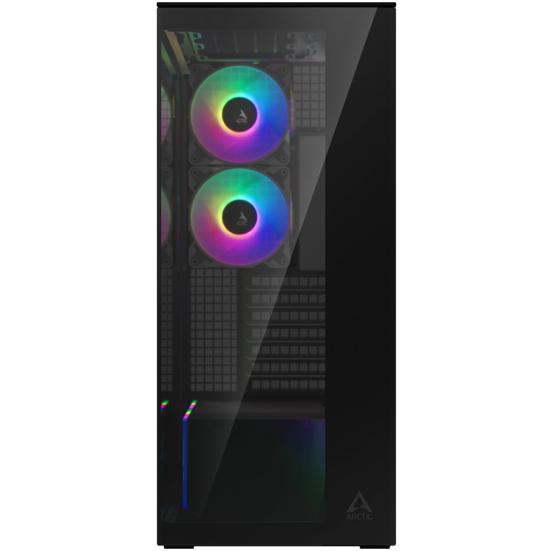 Arctic Xtender Mirror Black Midi Tower PC Case - E-ATX Support, Vertical GPU, 482 mm GPU length, Black