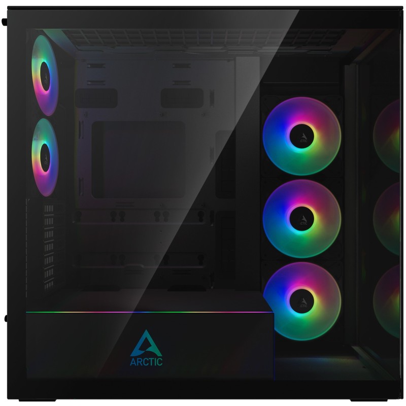 Arctic Xtender Mirror Black Midi Tower PC Case - E-ATX Support, Vertical GPU, 482 mm GPU length, Black