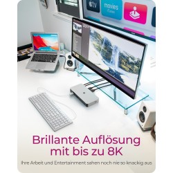 ICY BOX IB-DK2880-C41 USB4 10-in-1 PD 100W Docking Station - IB-DK2880-C41 - Anthracite/Black, 2x HDMI