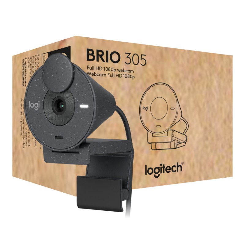 Logitech Brio 305 - 960-001469 - Full HD 1080p Webcam, Graphite, USB-C, Privacy Shutter — Buy in Cyprus with Fast Delivery