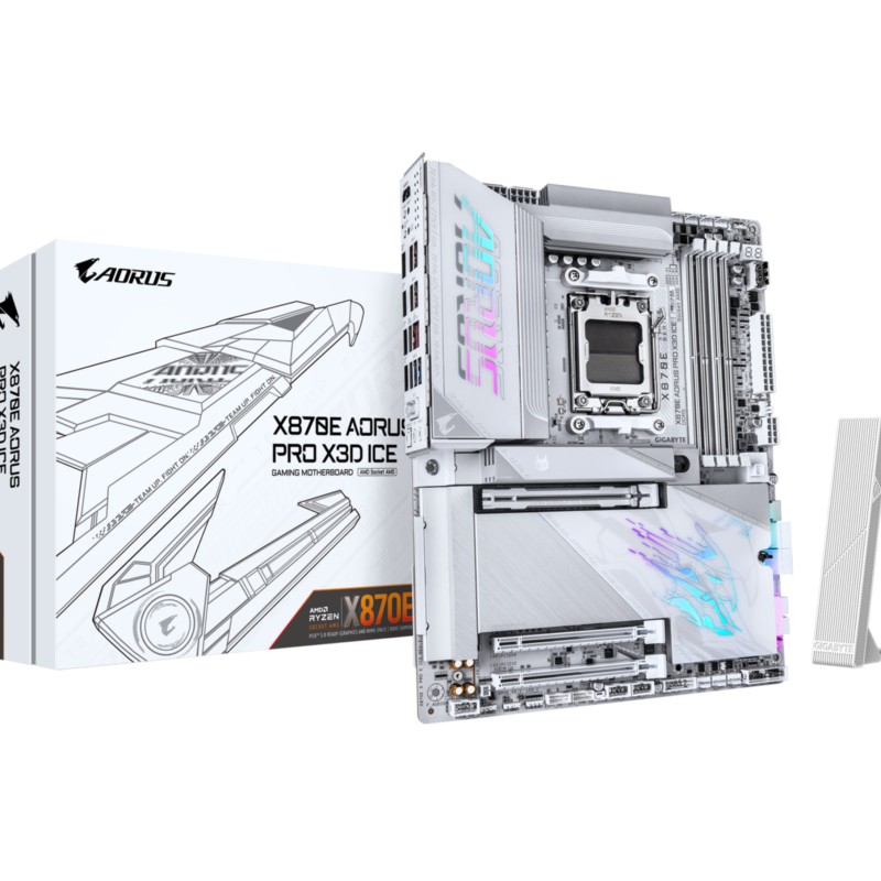 Gigabyte GA-X870E A PRO X ICE - GA-X870E A PRO X ICE - White ATX DDR5 AM5, 4 DIMM, 256 GB, 4x M.2, PCIe 5.0, WiFi 7