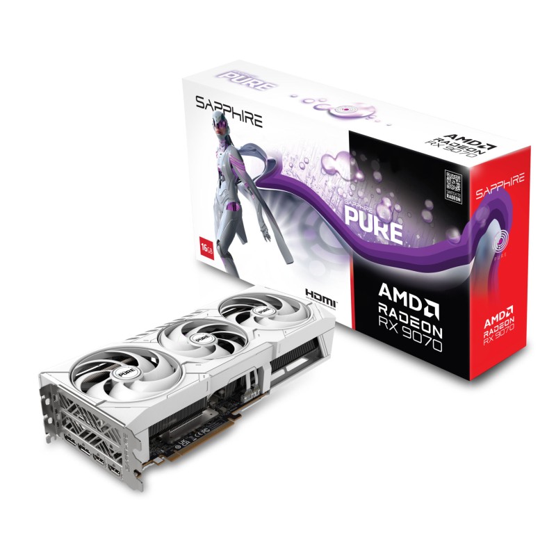SAPPHIRE PURE Radeon RX 9070 16GB Gaming OC (UEFI) - White, 16GB GDDR6, Boost 2700 MHz — Buy in Cyprus with Fast Delivery