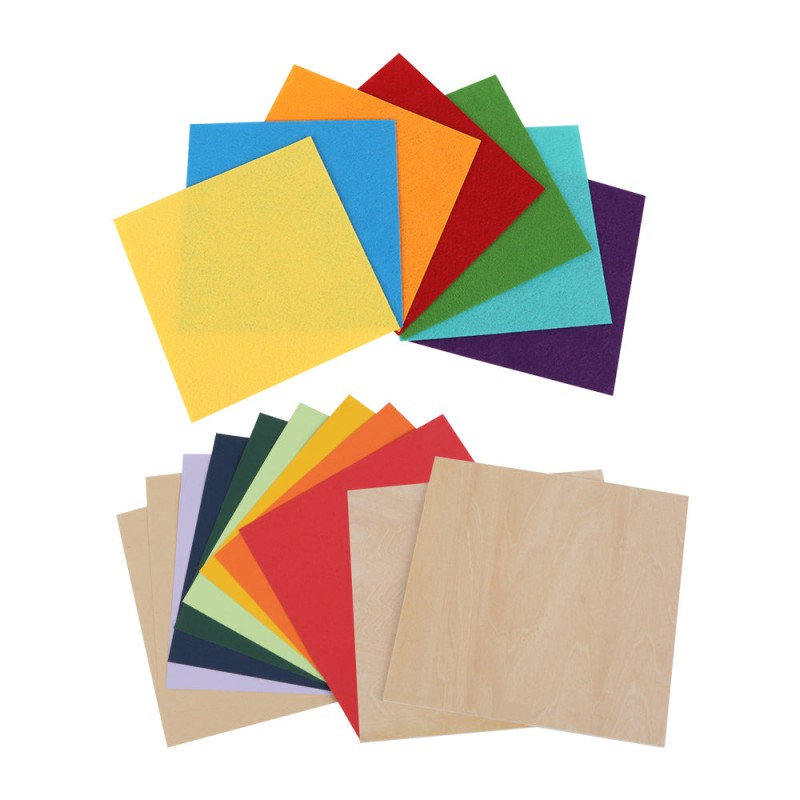 Creality Smart Laser Engraving Sheets Pack - Basswood 2 pcs, Kraft Paper 2 pcs, Colored Paper 1 bag, Felt Paper 1 bag