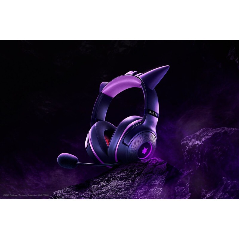Kraken Kitty V2 Gengar Pokemon Ed. - USB 7.1 Gaming Headset - Purple Ears (PC, PS5, Switch, RGB)