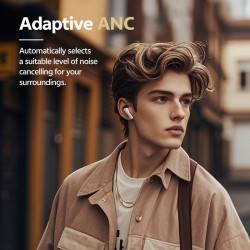 QCY Buds ANC Cream Grey - HT15 - 45dB ANC, TWS Earbuds, 35h Total Battery, 5-mic ENC — Buy in Cyprus with Fast Delivery