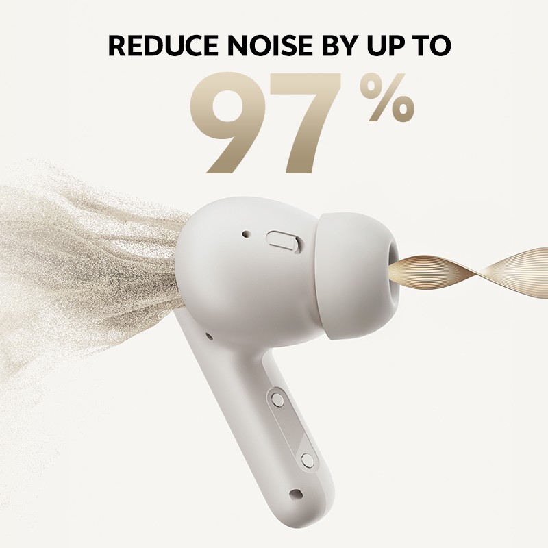 QCY Buds ANC Cream Grey - HT15 - 45dB ANC, TWS Earbuds, 35h Total Battery, 5-mic ENC — Buy in Cyprus with Fast Delivery