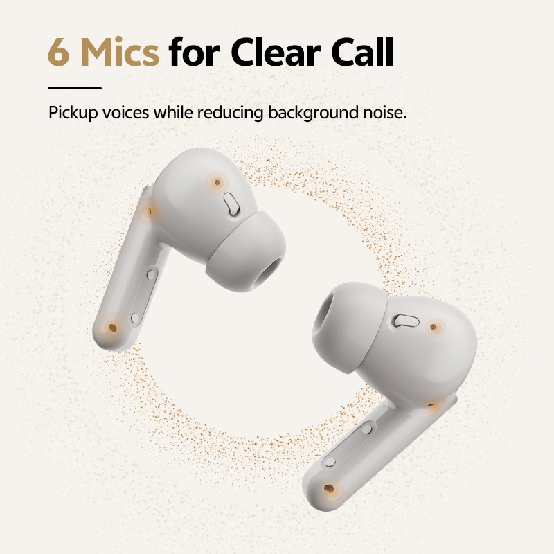 QCY Buds ANC Cream Grey - HT15 - 45dB ANC, TWS Earbuds, 35h Total Battery, 5-mic ENC — Buy in Cyprus with Fast Delivery