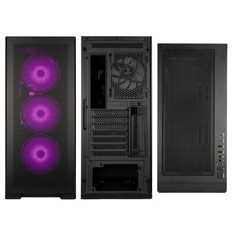 Kolink Unity Meshbay ARGB Midi ATX Tower Case - Black, 400mm GPU clearance, 4 pre-installed fans