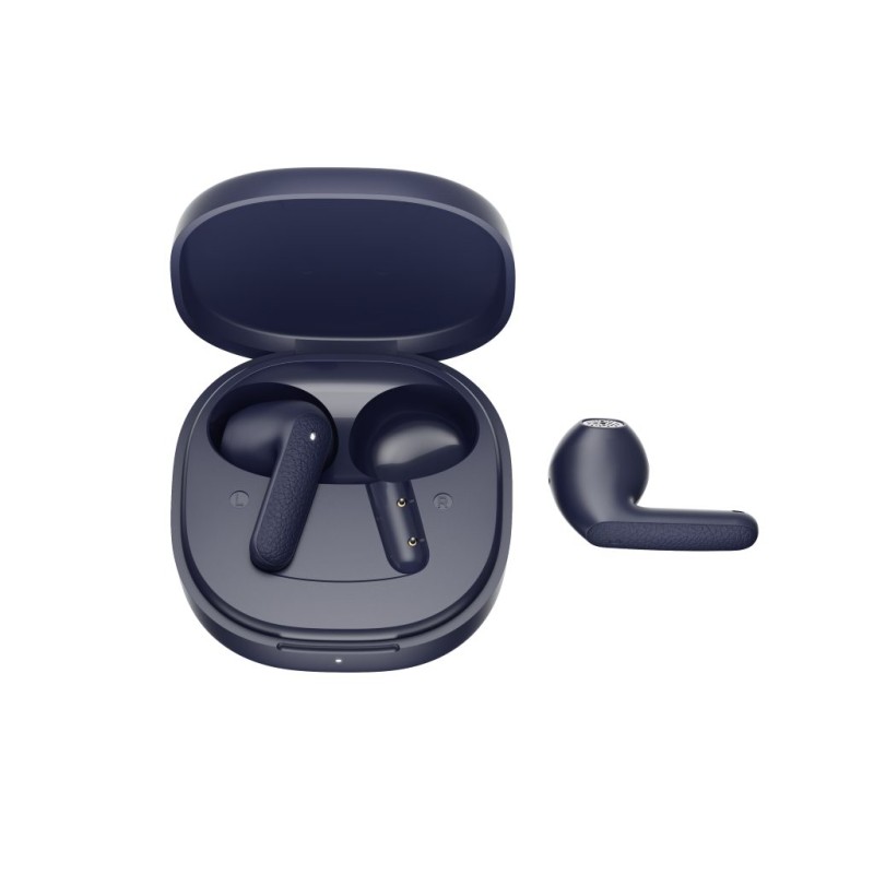 QCY Air Blue Semi-Ear TWS Earbuds, quad Mic ENC multi-point connection, leather grain case - T41 - Blue