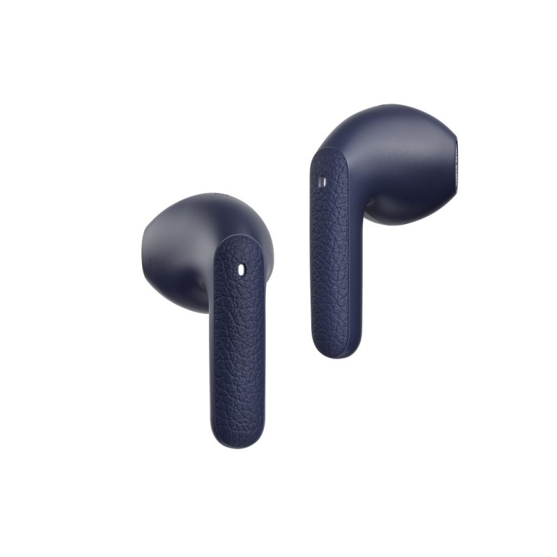 QCY Air Blue Semi-Ear TWS Earbuds, quad Mic ENC multi-point connection, leather grain case - T41 - Blue