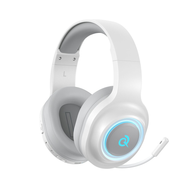 QCY Heroad V200 Wireless Quad White - Bluetooth, WiFi, USB-A & USB-C RGB Gaming Headset PS4 PS5 PC