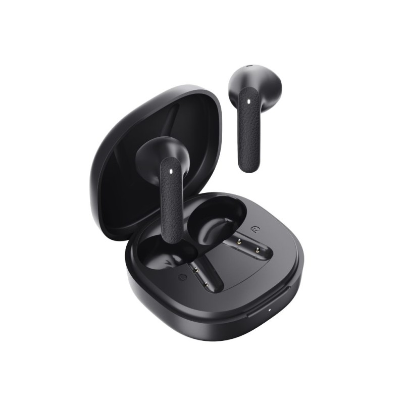 QCY Air TWS Earbuds - Dark Grey - Quad Mic ENC, Multi-point, Leather Grain Case — Buy in Cyprus with Fast Delivery