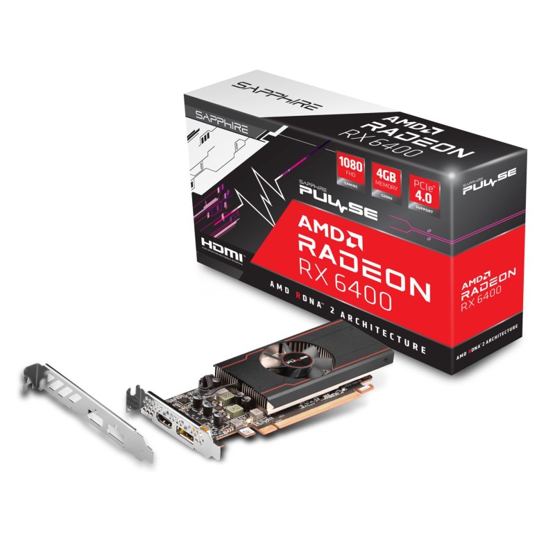 SAPPHIRE Pulse Radeon RX 6400 - 4GB GDDR6, 2321 MHz Boost, DP & HDMI, Low-Profile (UEFI) — Buy in Cyprus with Fast Delivery