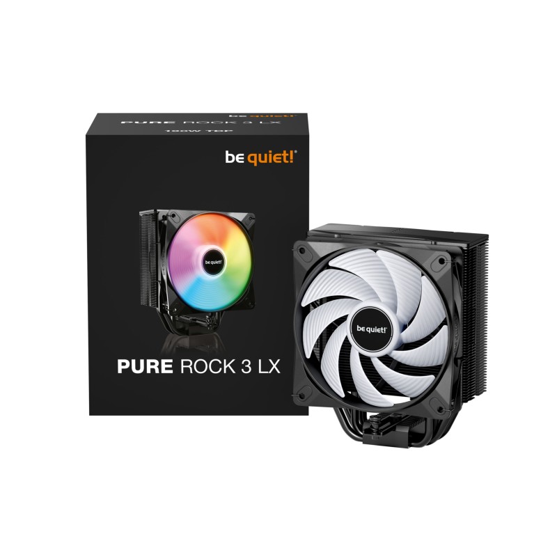 Be Quiet Pure Rock 3 LX - BK040 - Black CPU Air Cooler, 120mm PWM Fan, 190W TDP, 4x 6mm Heatpipes