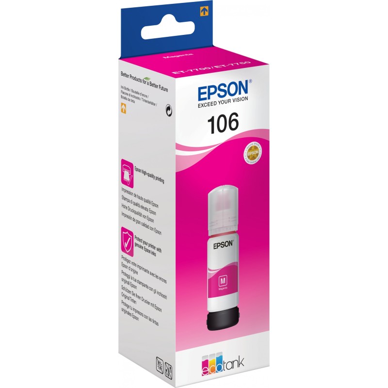 Epson Ink ON 1LB EcoTank Magenta ink bottle - 106 - EcoTank Magenta ink bottle — Buy in Cyprus with Fast Delivery