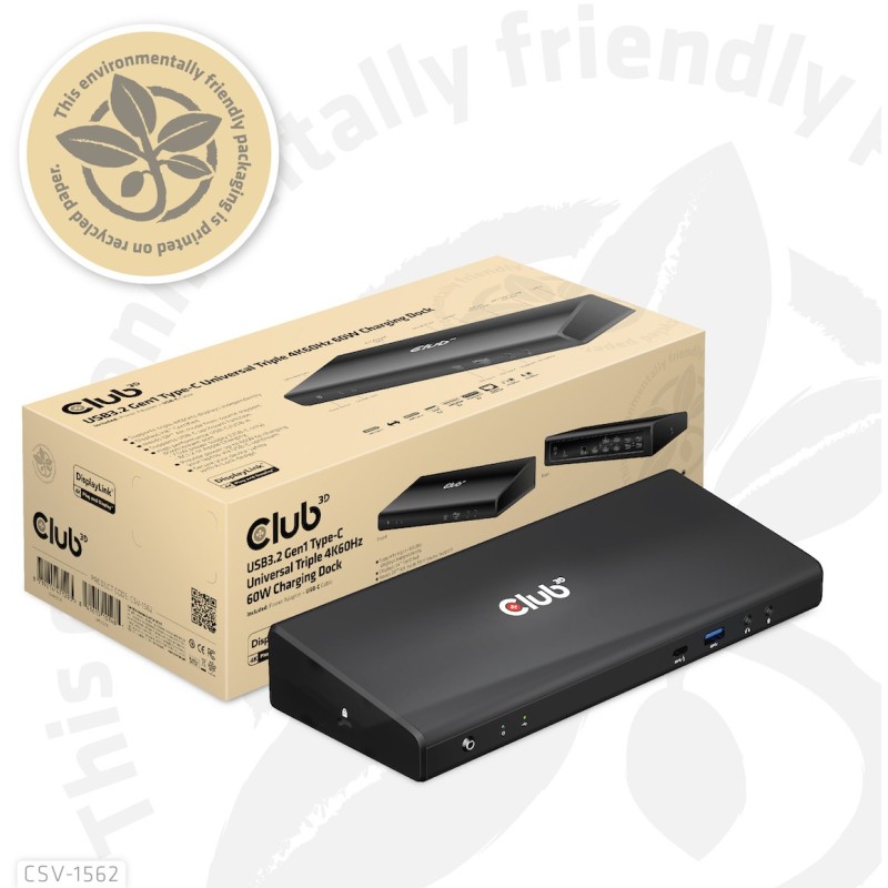 Club3D 4K ChargingDock USB-C - 6xUSB3 2xDP HDMI LAN Audio — Buy in Cyprus with Fast Delivery