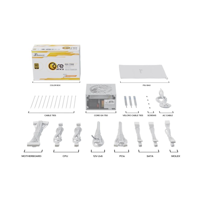 Power Supply Seasonic - Core-GX-750 - 750W Gold modular White — Buy in Cyprus with Fast Delivery