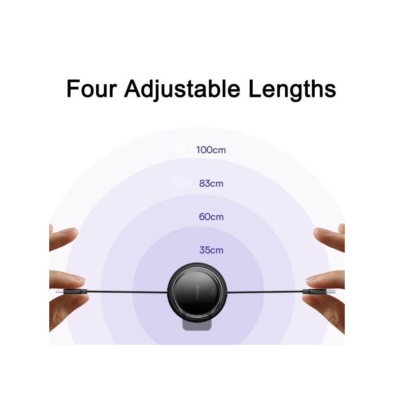 Baseus Cable USB-C to USB-C Pathfinder Retractable Cable - 100W 1m Black — Buy in Cyprus with Fast Delivery