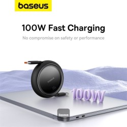 Baseus Cable USB-C to USB-C Pathfinder Retractable Cable - 100W 1m Black — Buy in Cyprus with Fast Delivery