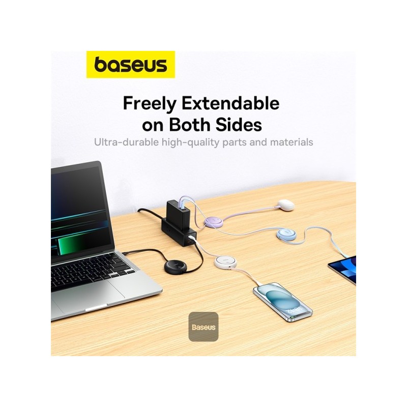 Baseus Cable USB-C to USB-C Pathfinder Retractable Cable - 100W 1m Black — Buy in Cyprus with Fast Delivery