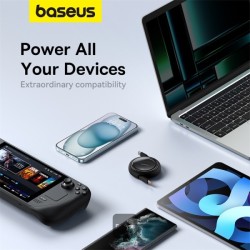 Baseus Cable USB-C to USB-C Pathfinder Retractable Cable - 100W 1m Black — Buy in Cyprus with Fast Delivery