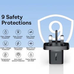 Baseus Charger Wall - 20W USB-C UK MINI GaN5 Black — Buy in Cyprus with Fast Delivery